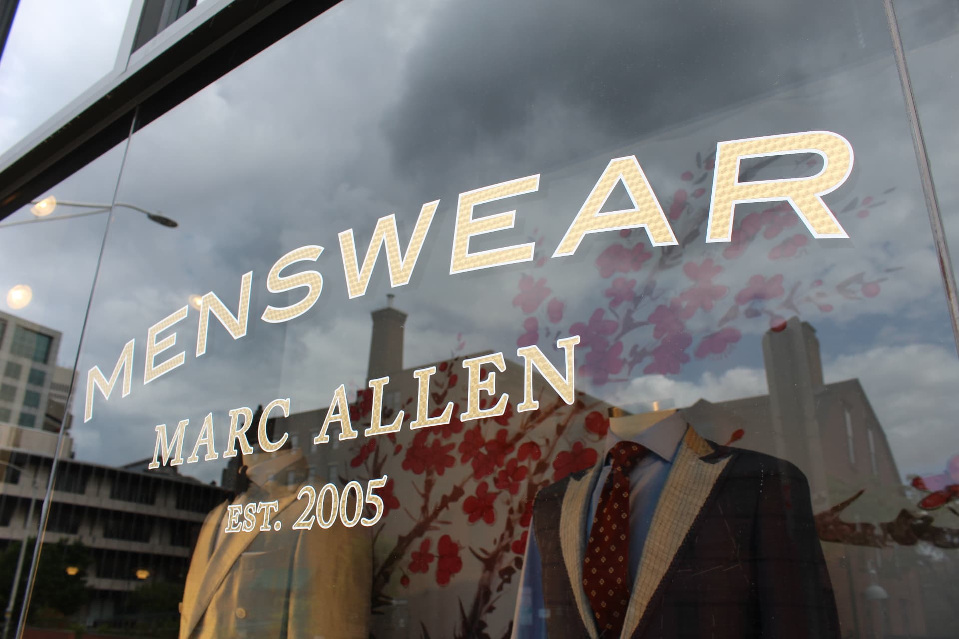 Marc Allen menswear storefront window in Providence