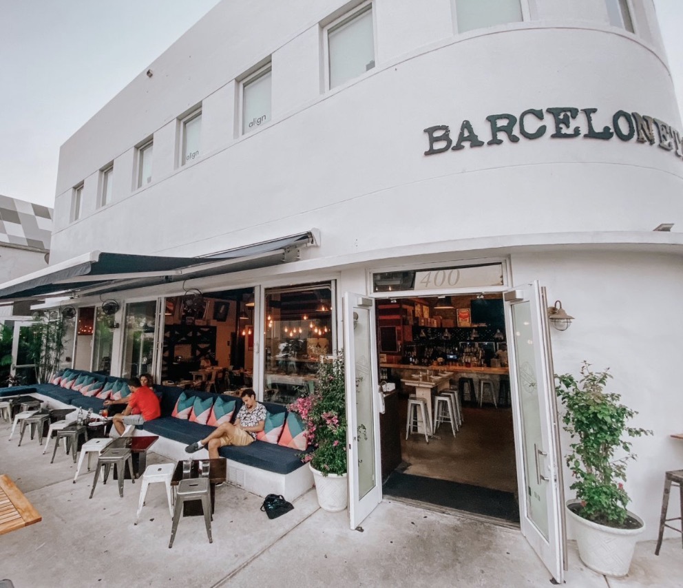 Barceloneta exterior on 20th Street with sidewalk banquette
