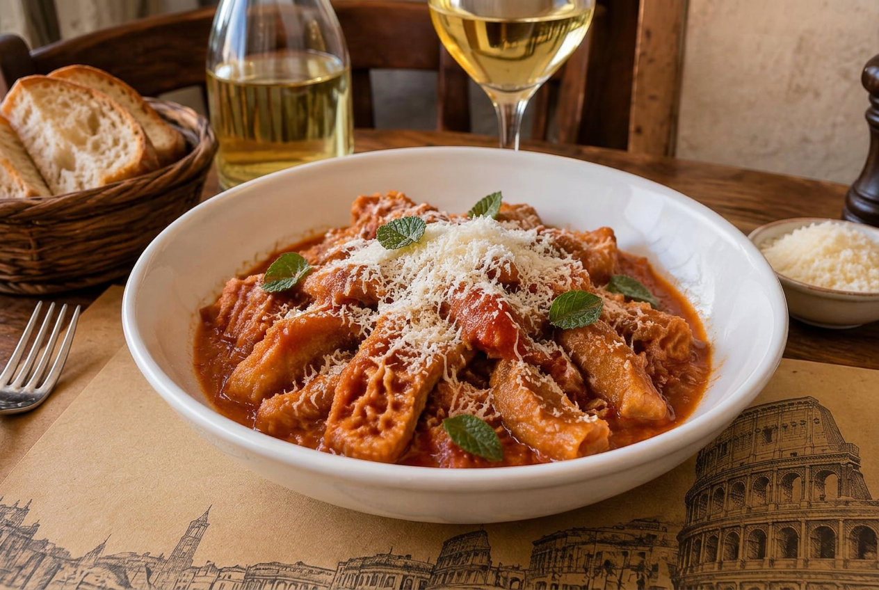 Trippa alla Romana with mint and pecorino