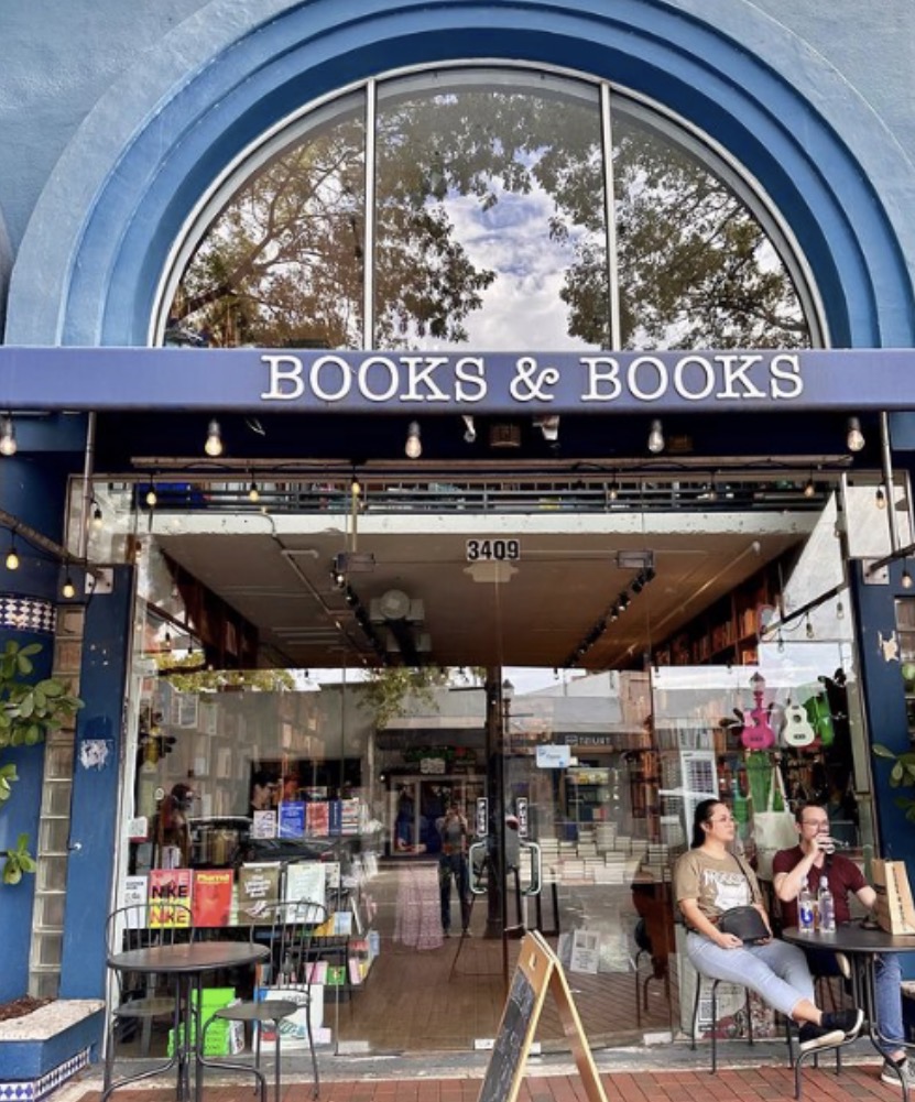 Books & Books storefront in Coconut Grove with arched blue façade