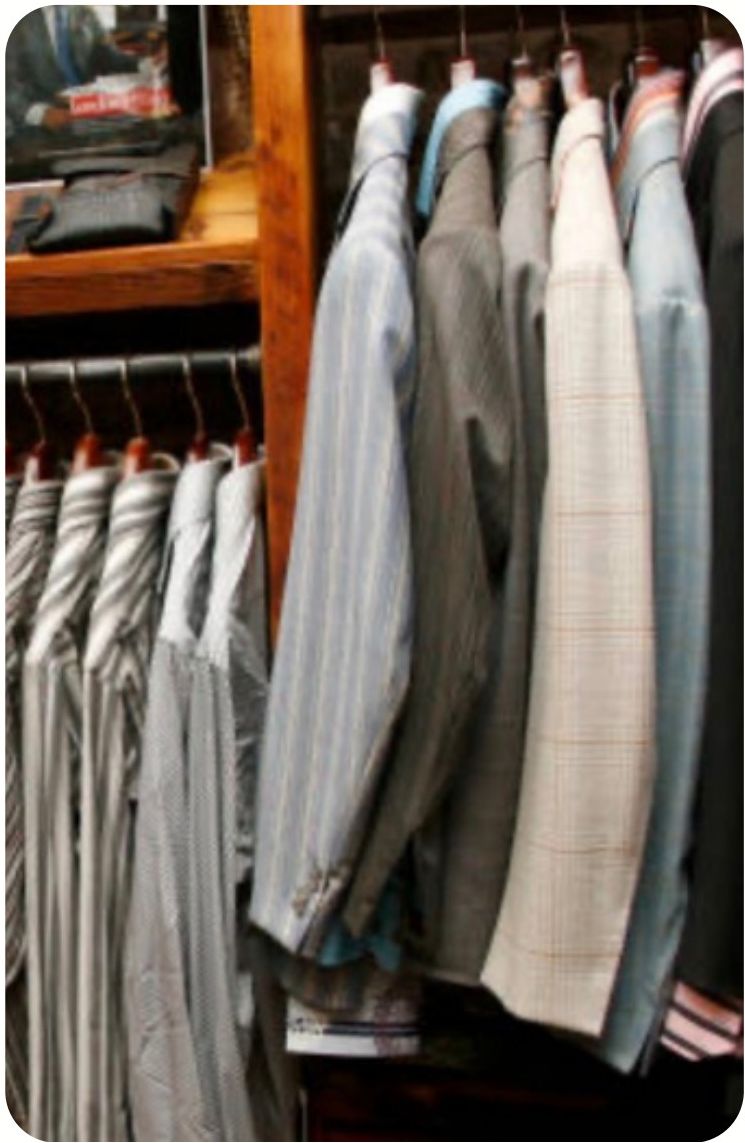 Tailored shirts and suiting on the rack